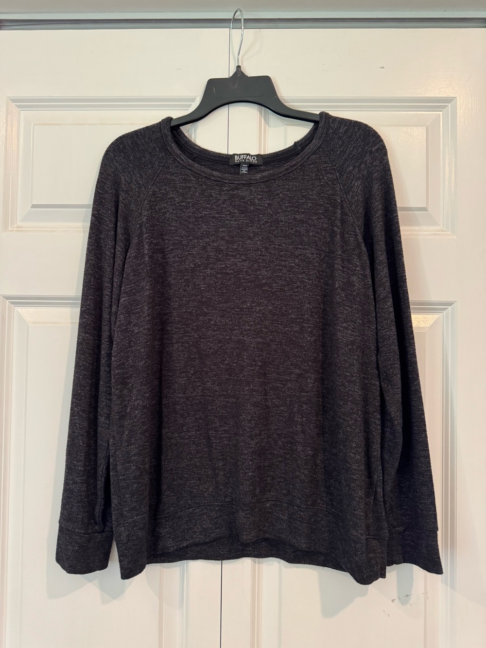 Buffalo David Bitton Charcoal Grey Marled Long Sleeve Crewneck Size M Minimalist - Picture 3 of 12